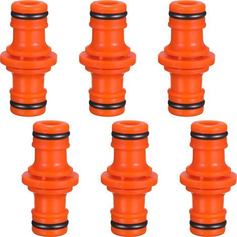 6 Pièces Double Connecteur de Tuyaux Mâles Raccords de Tuyaux pour Rejoignez Le Tube de Tuyaux de Jardin (Orange) (1/5)
