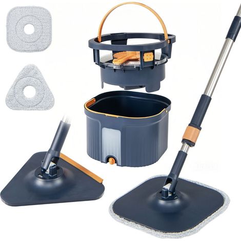 Set secchio e mocio 31 x 31,5 x 19 cm pulizia facile e igienica stile moderno PP blu 200017727