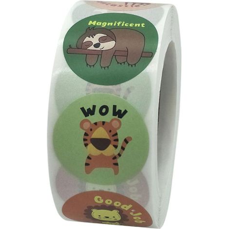 Lot de 500 mini autocollants animaux - 8 modèles différents pour enfants et enseignants (1 cm de diamètre, style 4) (1/3)