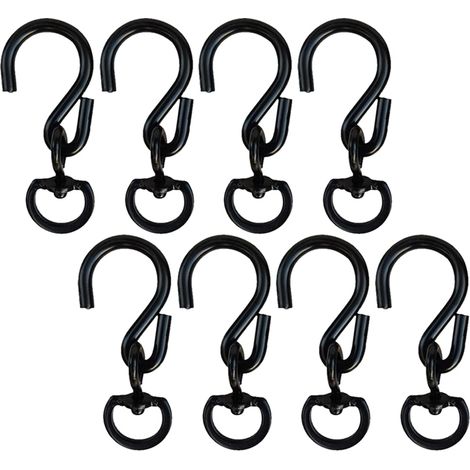 Ganchos giratorios para plantas: capacidad de 22,7 kg (50 lb), diseño giratorio resistente, elegante acabado en negro, juego de 8 para exhibir plantas de interior y decorar. (1/5)
