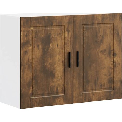 Armario de pared de cocina diseño moderno almacenamiento práctico 80 x 31 x 60 cm madera contrachapada roble ahumado 020050377 (1/5)