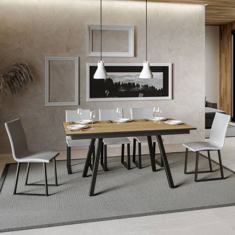 Tavolo allungabile 90x160/220 cm Mirhi Quercia Natura telaio Antracite (1/5)