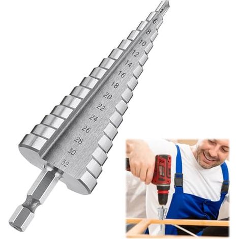 Foret Étagé Métal avec Revêtement Titane - Fraise Meche Etage (4mm-32mm) pour Métal, Bois, Plastique, Laiton, Aluminium, PVC Perçage Précis et Rapide (4-32) 4-32 (1/5)