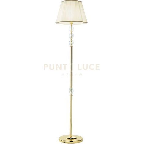 PIANTANA BRIGIDA 1 LUCE ATTACCO E27 H.150+29CM IN CRISTALLO E ORO PARALUME AVORIO E ORO