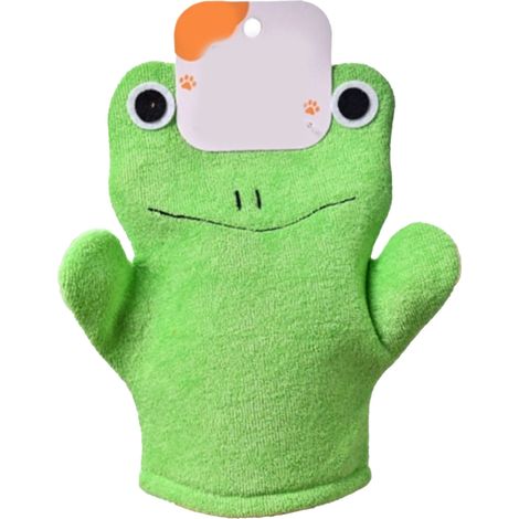Gant exfoliant doux pour le corps, design joli grenouille verte, gant de massage pour bain, taille unique, pour enfants et adultes (1/5)