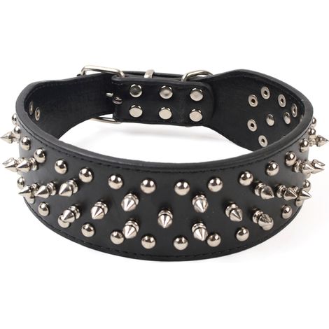 Collier À Pointes - Cuir Pleine Fleur - Pour Chiens Moyens Et Grands - Réglable - 1 Pièce (1/5)