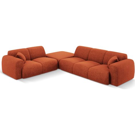 Canapé d'angle gauche 4 places en chenille terracotta (1/5)
