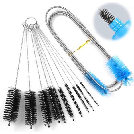 11 Pièces Tube Brosse de Nettoyage, Goupillon Paille en Nylon pour Bouteille en Verre Bébé Biberon Bouilloire Clavier, Brosse de Nettoyage Aquarium (1/5)