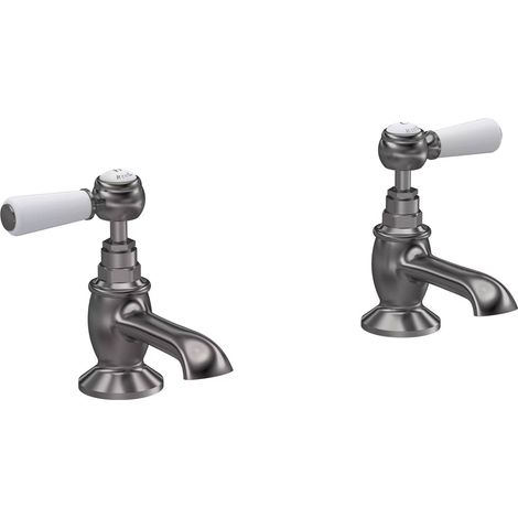 Hudson Reed Topaz Lever Basin Taps Pair - Brushed Pewter (1/2)