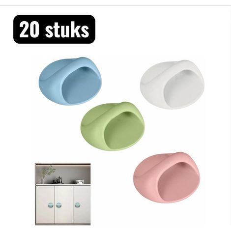 20 pièces - Poignées de meuble - Bouton de porte auto-adhésif - Silicone - Poignée de fenêtre - Poignée sans perçage pour armoire, porte coulissante et fenêtre en verre - Fixation adhésive puissante (1/5)