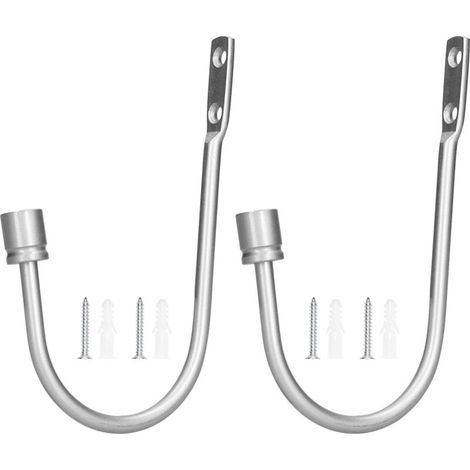 Fermacravatte per tende da parete in lega solida, ganci a U per tende e decorazioni murali, fermatende versatili per soggiorno, camera da letto, finestra (2 pezzi, argento) (1/5)
