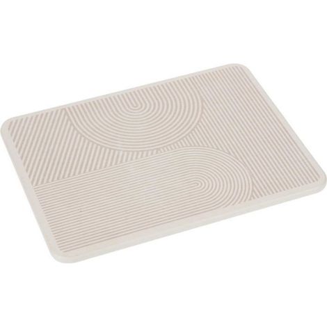 Tapis d'Égouttage Diatomite Séchage Rapide 40x30x0.9cm Beige Pieds Silicone Antidérapant pour Vaisselle (1/5)