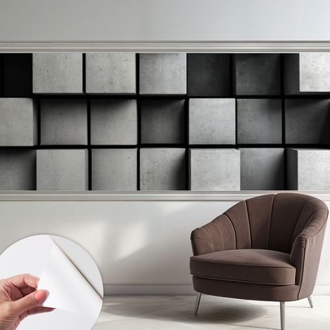 Fototapete Selbstklebend - Wanddekoration - Wandfolie - 3D Tapete Wand - Wohnungsdeko Geometrische Würfel 250x104 cm (1/5)