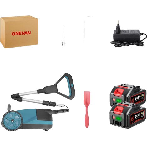 Cortacésped eléctrico, motor sin escobillas, mango telescópico, 2 baterías, 1 enchufe europeo. (1/2)