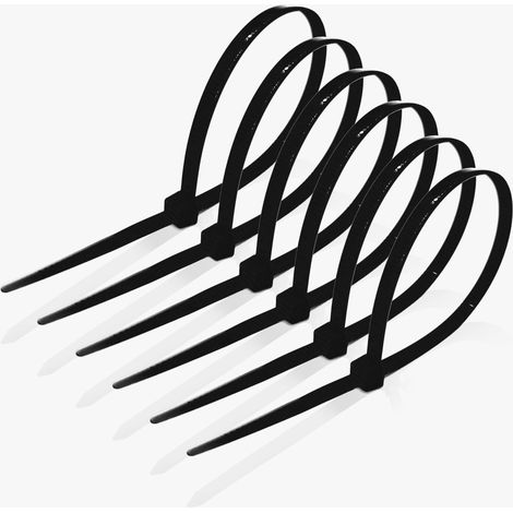 Lot de 100 serre-câbles noirs - 200 mm x 2,5 mm - En nylon - Haute résistance à la traction - Petits serre-câbles - Auto-bloquants - Robustes et résistants aux intempéries (1/5)