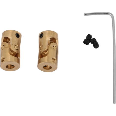 2 pièces Accouplement d'arbre Connecteur de moteur DIY Direction Joint universel en laiton 33 mm (1/5)