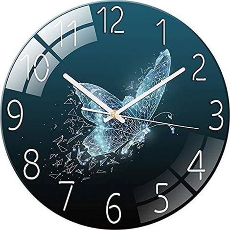 Geräuschlose Wanduhr aus gehärtetem Glas für Wohnzimmer, Küche, Büro und Schlafzimmer. Ausführung A, 30 cm (1/5)