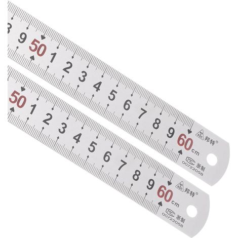 2Pcs Règles en Acier Inoxydable - [60 cm/24 Pouces x 1,1 Pouce] Outils de Mesure Métalliques à Double Lecture pour Une Utilisation en Conception Architecturale (1/5)