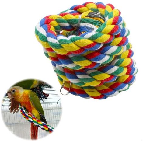 Climbing Rope, Elastic Spiral, Non-Toxic Cotton, With Bell, For Parakeets and Parrots (1/5)