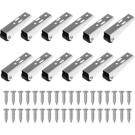 12 Pièces Fixe Roulettes pour Meubles Roulettes Latérales Roulette Plates 36 Vis, Roulettes Fixations, Roue de Soutien pour Portail, Roulette Tiroir Plate pour Planches de Transport Bureaux Armoires (1/5)