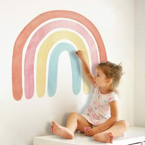 Sticker Mural Arc-en-ciel - PVC Imperméable - 71,12 x 57,95 cm - Pour Chambre Enfant Salon Salle de Jeux - 1 Pièce (1/5)