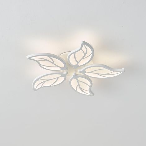 1 Plafonnier LED 40 W Diamètre 50 Cm Design Feuille Acrylique Blanc Mat Pour Chambre Bureau Salle À Manger