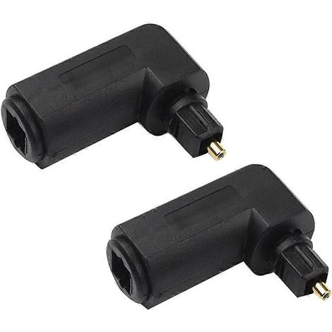 2 câbles audio/vidéo numériques, adaptateur de câble audio numérique à fibre optique coudé à 90 degrés, connecteur Toslink mâle-femelle coudé. (1/5)