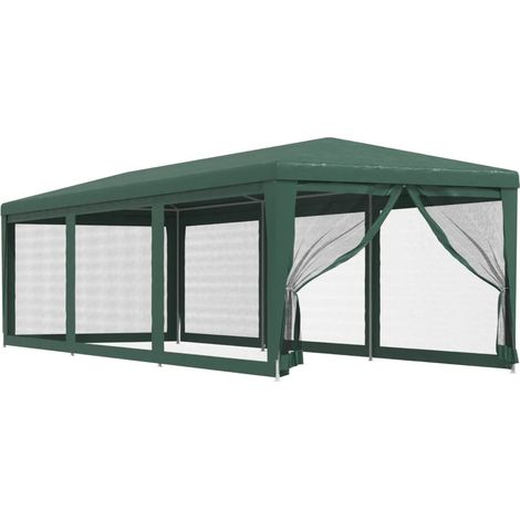 Maison Exclusive - Partyzelt mit 8 Mesh-Seitenwänden Grün 3x9 m H