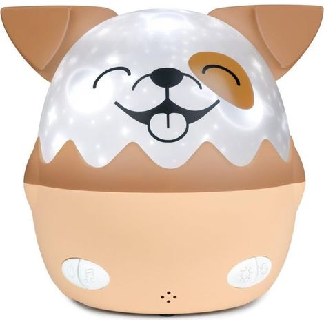 BIG BEN NLPKIDSDOG Luce notturna a forma di cane con proiezione 360° musica wireless e timer colore Marrone