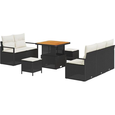 Maison Exclusive - Gartensofa-set mit Kissen 8 pcs Schwarz Poly-R