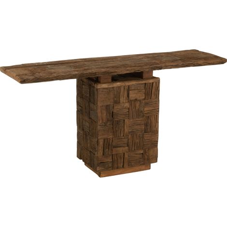 Console 150x40x75 cm à reliefs en bois recyclé marron (1/5)