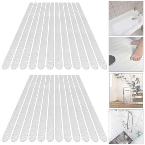 No 24 Bandes Autocollantes antidérapantes pour Baignoire, Douche, Tapis de Bain, Transparent, 2 x 38 cm (1/5)