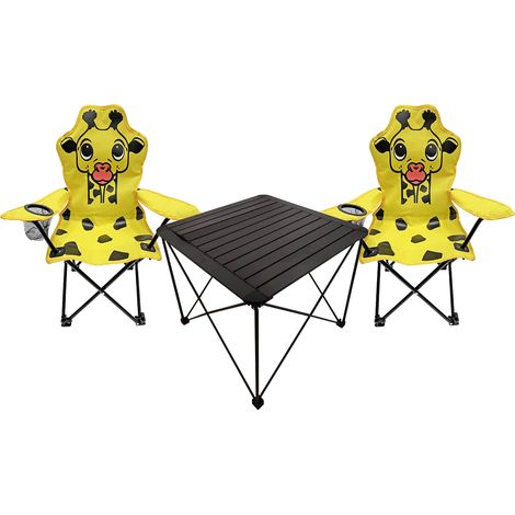 3er Kinder Campingmöbel Set -MCM3000+2xMCM1000-Gelb-Giraffe (1/5)
