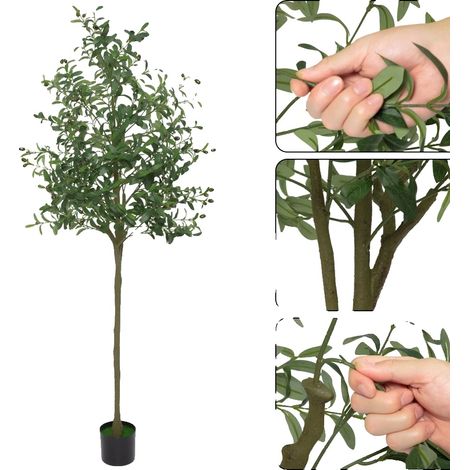 Olivo artificial, aspecto realista, mínimo mantenimiento, verde, 150 cm (1/2)