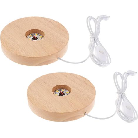 Socle en bois COHEALI 2 parties pour boule de cristal à lumière LED (1/5)