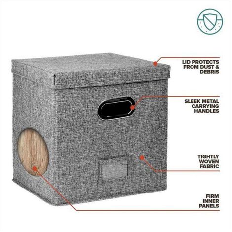 Boîte de rangement pour disques vinyles avec couvercle et poignées, organisateur de vinyles, décoration d'intérieur pour stockage et présentation de vos collections (1/5)