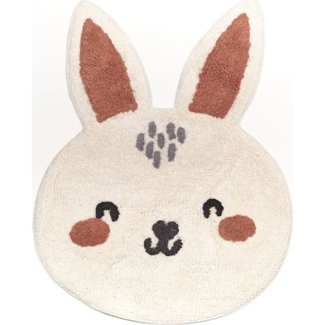 Tapis en forme de tête de lapin en coton - Blanc - 50 x 60 cm - Livraison gratuite (1/3)