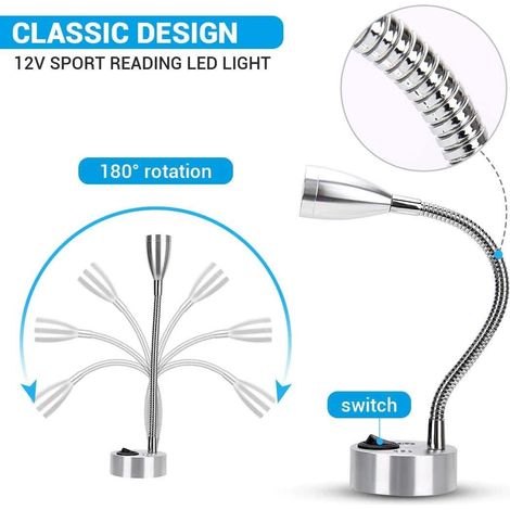 Lot de 2 - Applique Murale À LED 12 V LED Spot Interrupteur De Lampe De Lecture Camper Van Caravane Van Bateau Camping-Voiture Lumière Chaude (1/5)