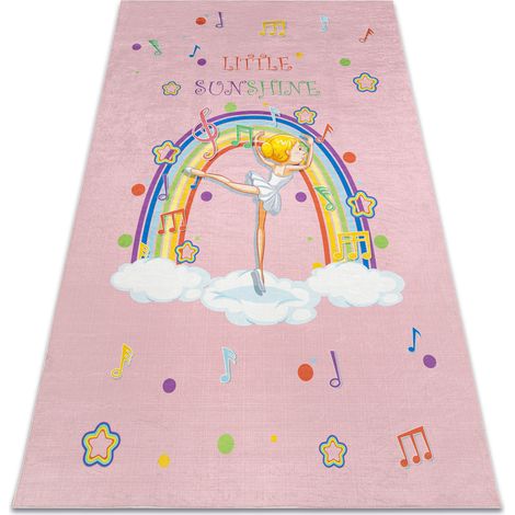 BAMBINO 41870 Waschteppich Ballerina, Regenbogen für Kinder Anti-Rutsch - rosa pink 120x170 cm