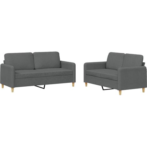 Maison Exclusive - Ensemble de canapés 2 pcs avec coussins Gris foncé Tissu (1/5)