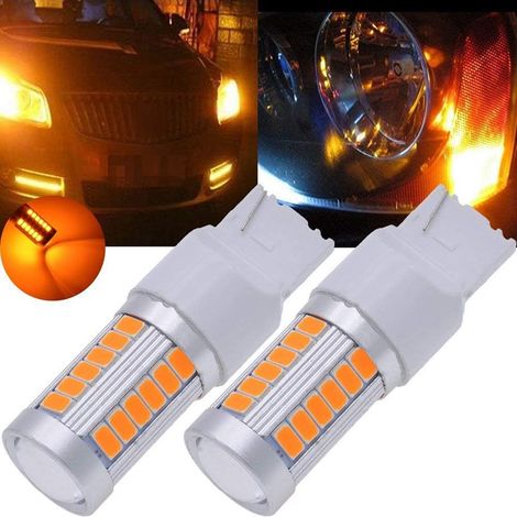 7440, T20 Ampoules LED Jaune 900 Clignotants Super Feux Stop Frein Feu De Recul Sauvegarde Lampe De Queue 12V DC 12W 3.6W (Un Paquet De 2)