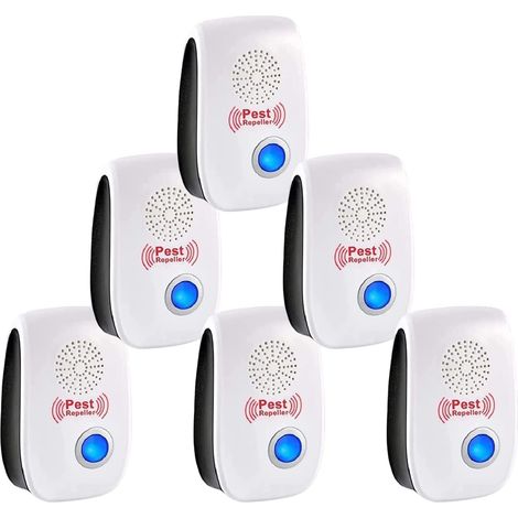 Repelente Ultrasónico de Plagas, 6 Pack Electrónico Repelente Mosquitos Control de Plagas, Repelente Ultrasónico Mosquitos para Anti Moscas, Ratones, Cucarachas, Arañas, Roedores (1/5)