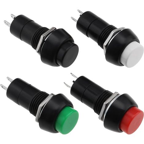 4 Pièces Commutateur Bouton Klaxon Voiture 2 Broches Bouton Auto-Réarmement Mini Bouton-Poussoir pour Scooters de Mobilité (1/5)