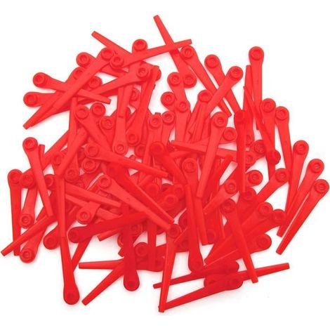 Lot de 100 lames de rechange en plastique pour tondeuse à gazon Gardena 9823 9825 70 mm, Rouge (1/4)