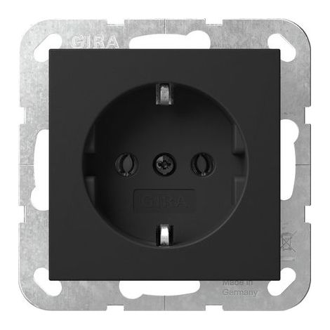 Gira SCHUKO-Steckd. o.Kr. System 55 Schwarz m [4466005], 4466 005