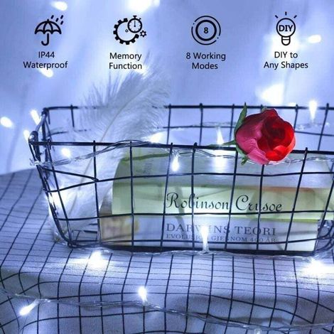 Guirlande Lumineuses Noël Intérieur 10M 100 LED Electrique Sapin de Noël Lumières Extérieure 8 Modes Etanche Lumières Décorative pour Mariage Fête Maison Jardin Chambre Nouvel An, Blanc Froid (1/4)