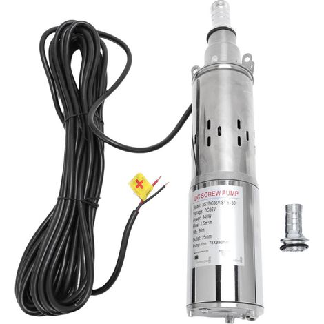 340W Solar Deep Well Pump, Stainless Steel Screw, 6.6 GPM Head, 196 Feet, Submersible Water Pump for Industrial Use (1/5)