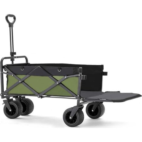 Chariot de transport pliable de 230 l avec grande capacité et hayon ouvert, charge maximale : 200 kg, avec roues tout terrain, cordes (1/5)