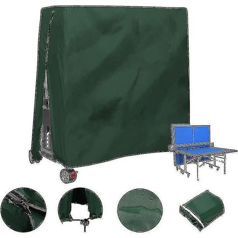 Housse de table de ping-pong extérieure imperméable et anti-poussière, 165 x 70 x 185 cm, verte (1/5)
