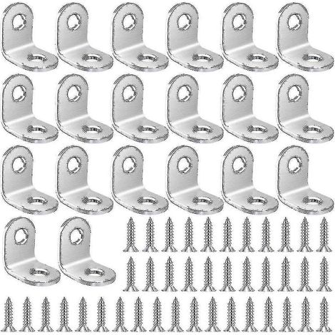 Équerre de fixation (20 pièces) - Équerre à angle droit en acier inoxydable, équerre en L (1/5)